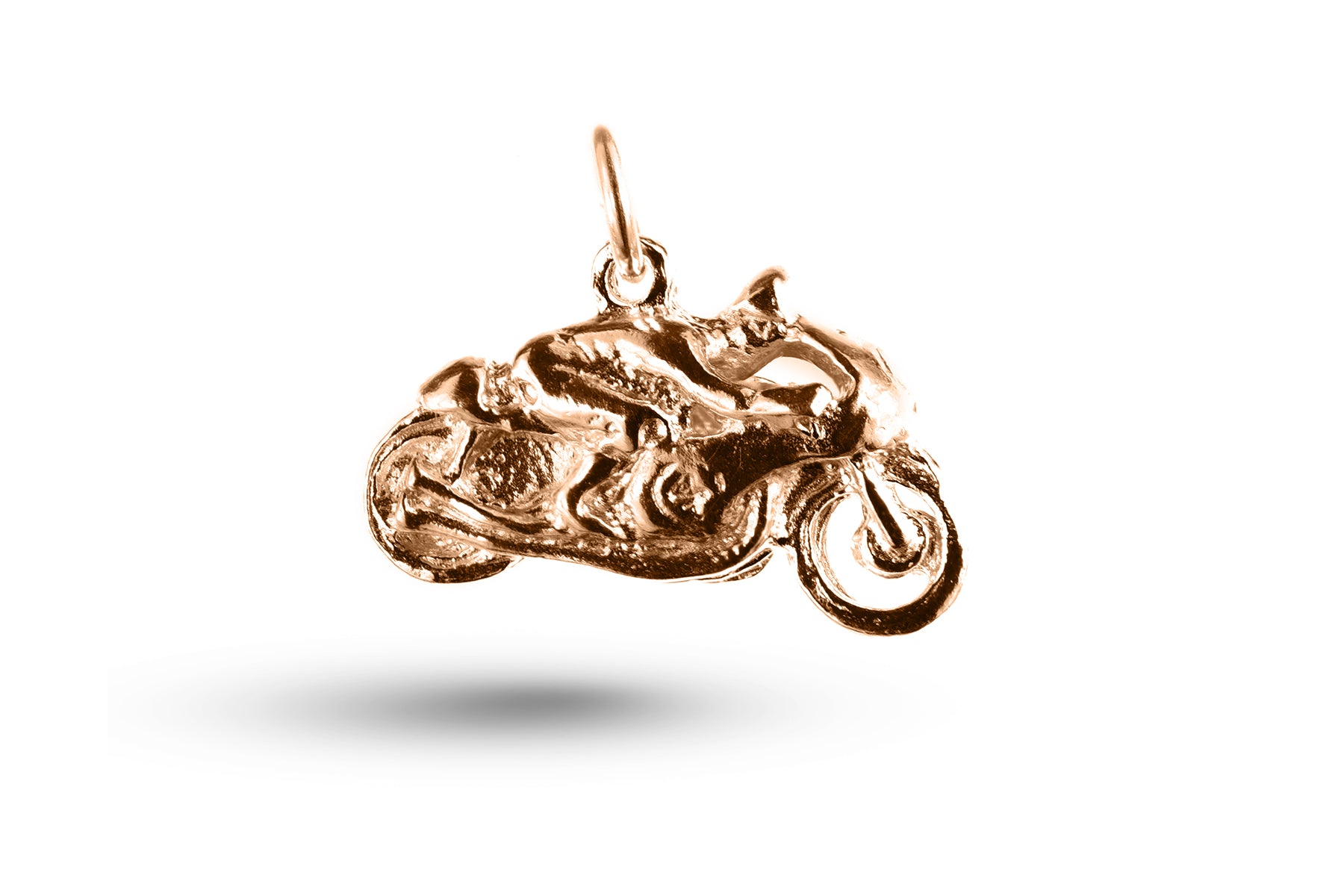 Rose gold Motorbike and Rider charm.