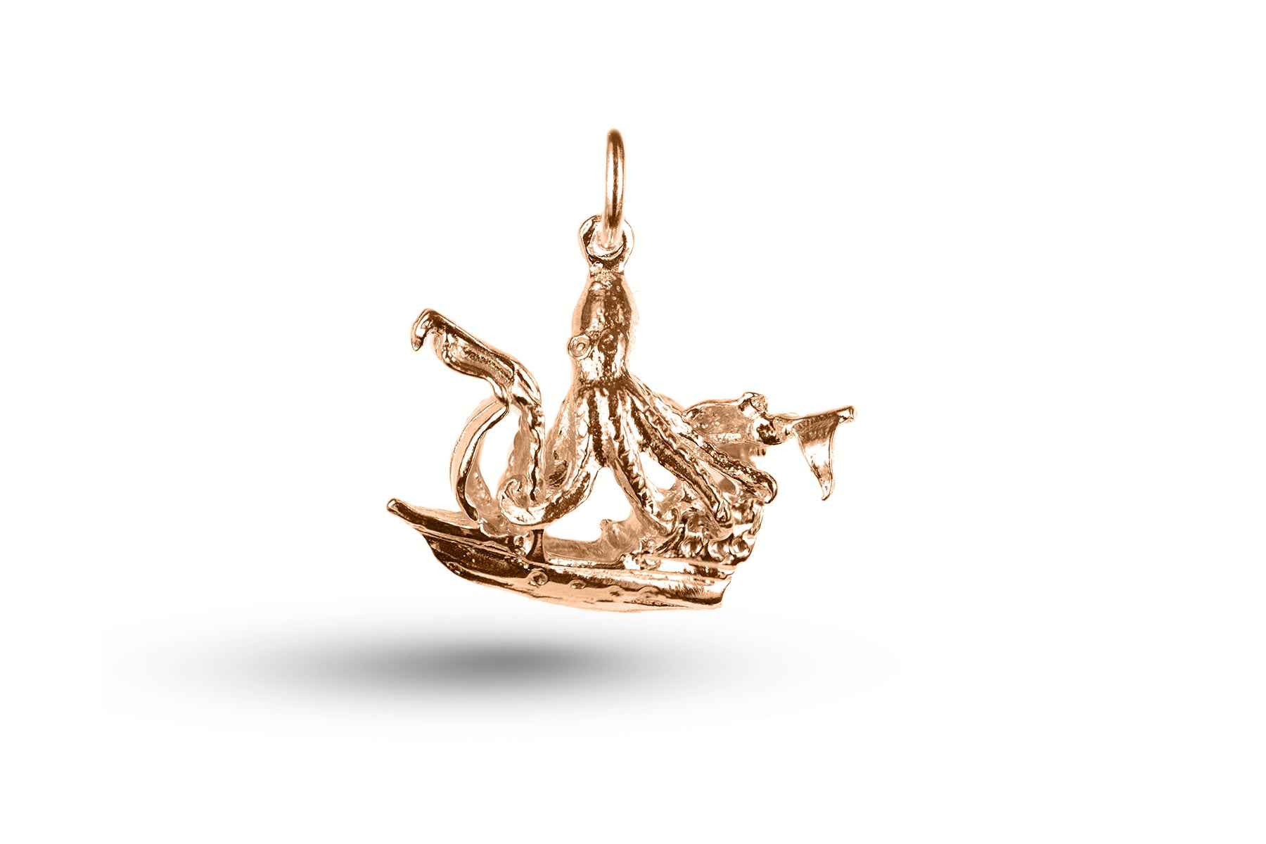 Rose gold Octopus and Galleon charm.
