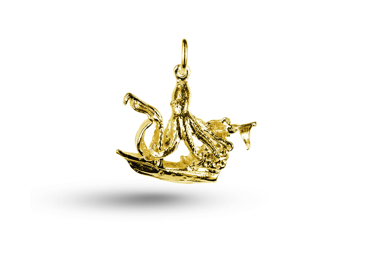 Yellow gold Octopus and Galleon charm.
