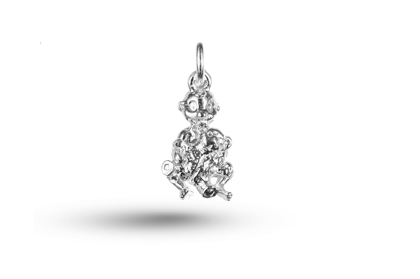 Luxury white gold baby and teddy bear charm.