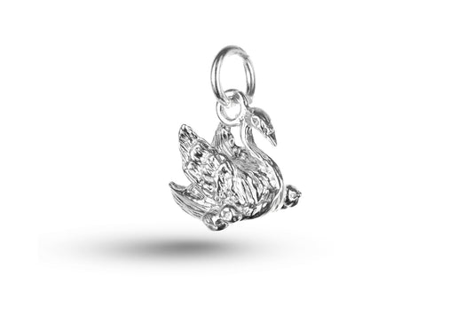 White gold Swan and Cygnet charm.