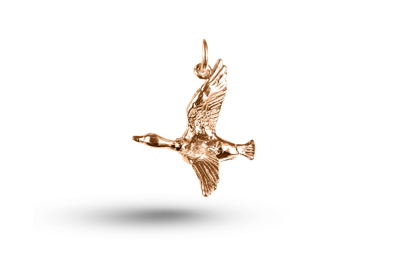 Rose gold Flying Duck charm.