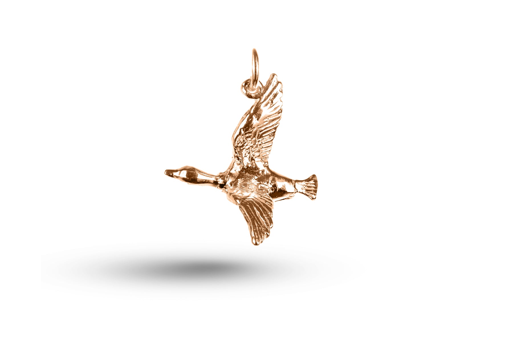 Rose gold Flying Duck charm.