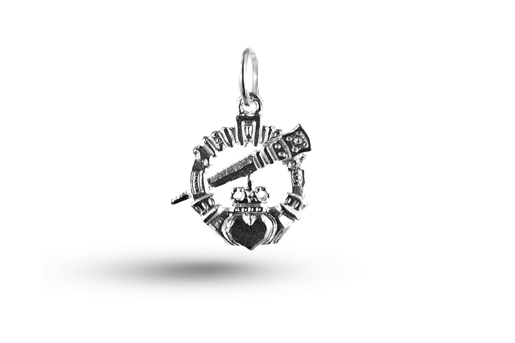 White gold Claddagh and Pointer charm.