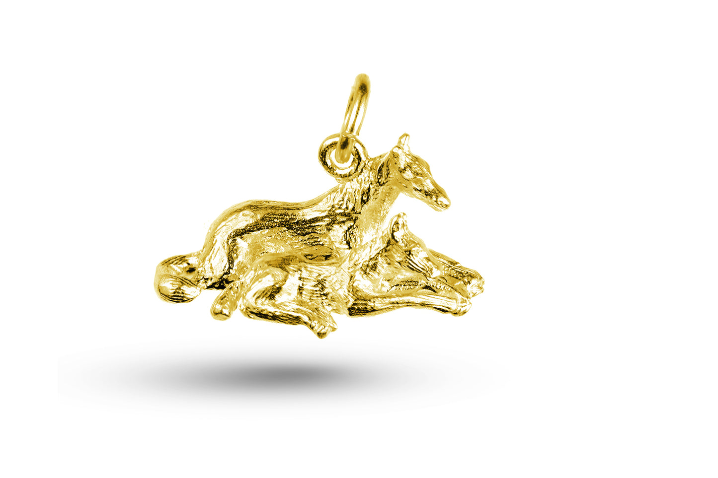 Yellow gold Resting Horse and Foal charm.