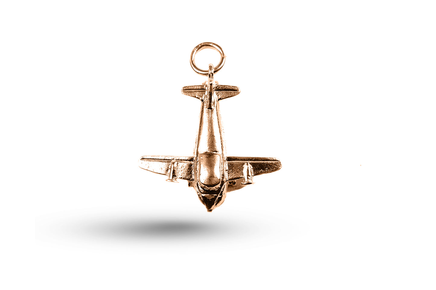 Rose gold Transport Plane charm.