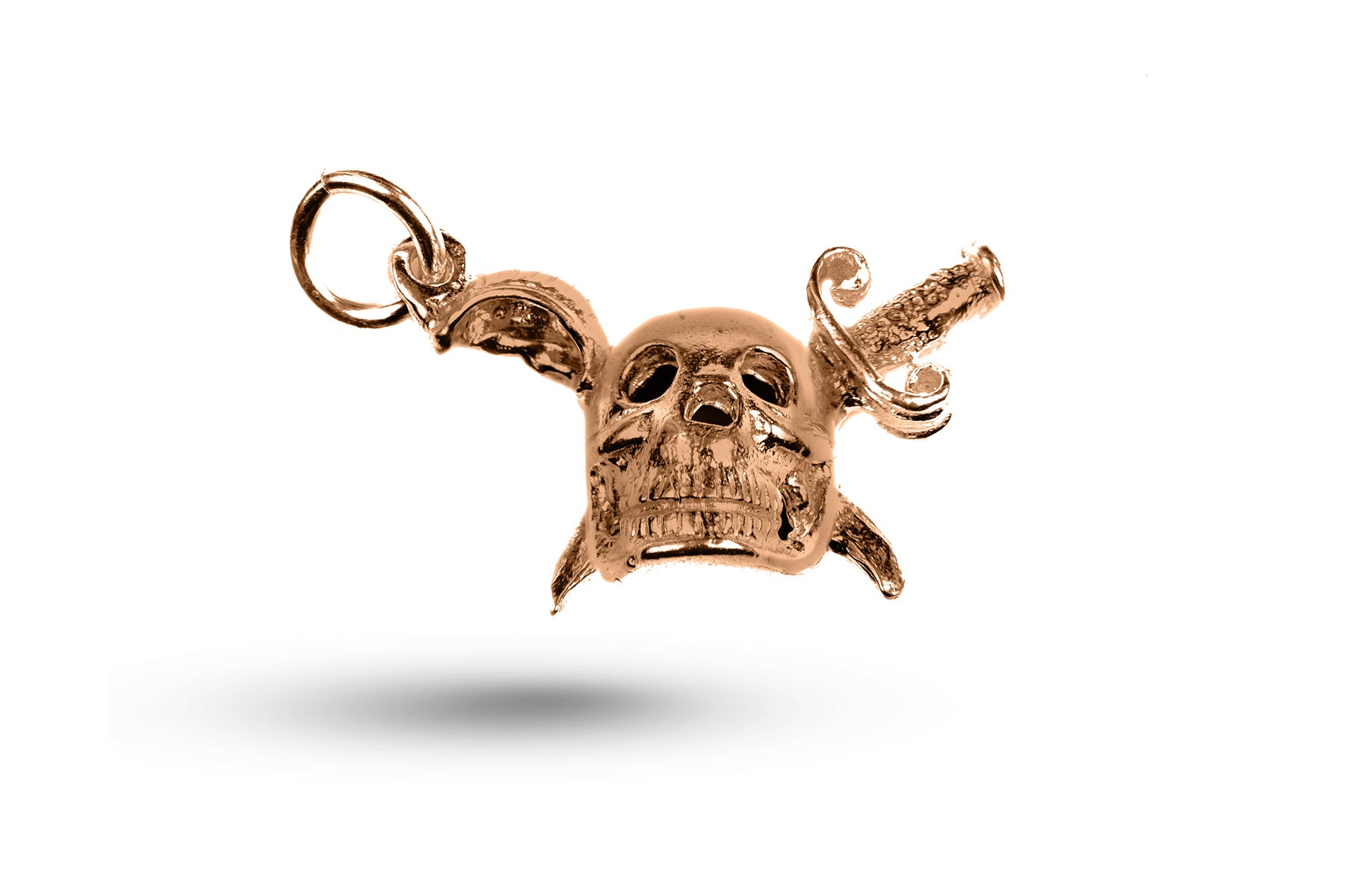 Rose gold Skull with Cutlass and Dagger charm.