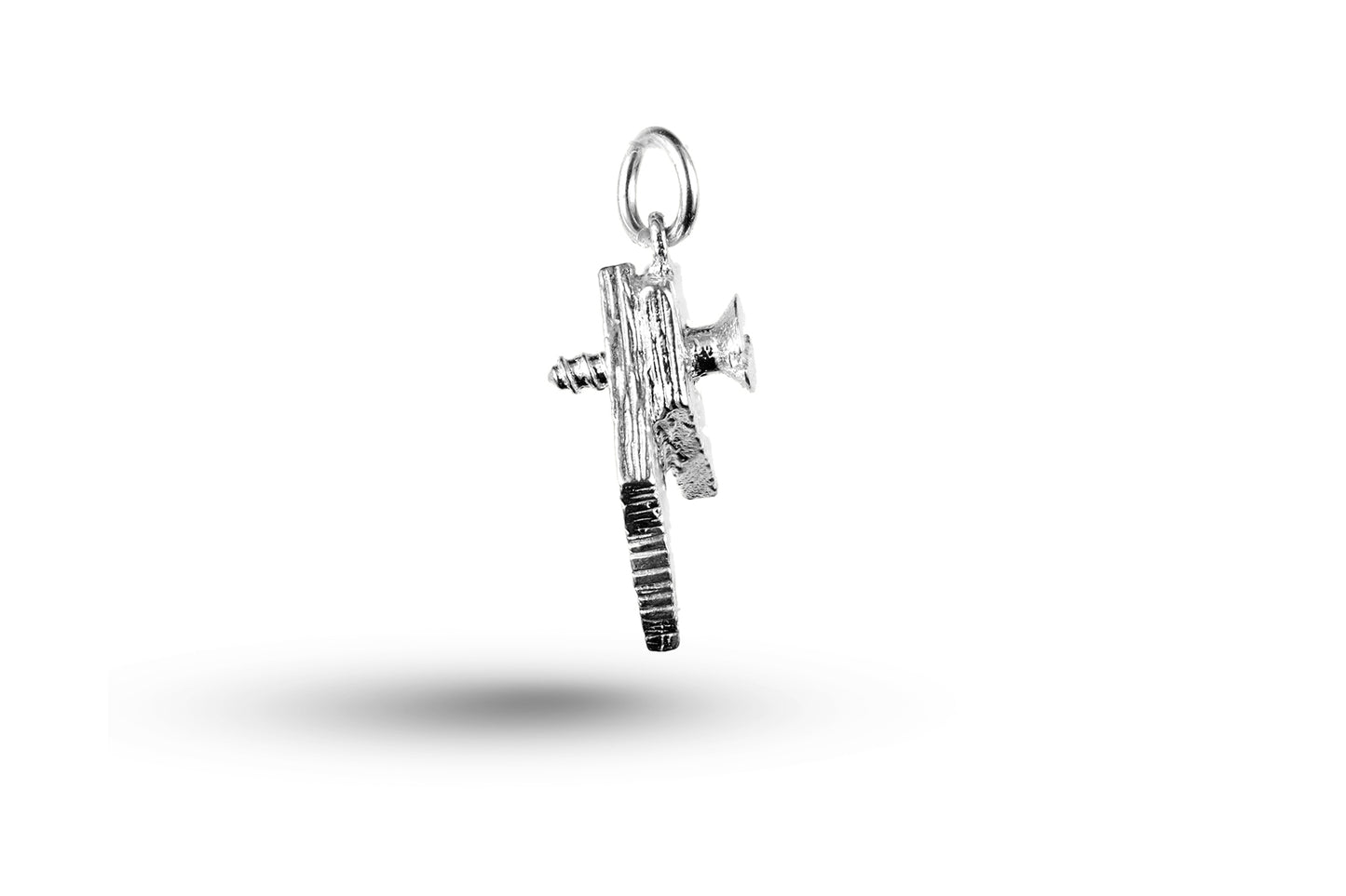 White gold Wood with Screw charm.