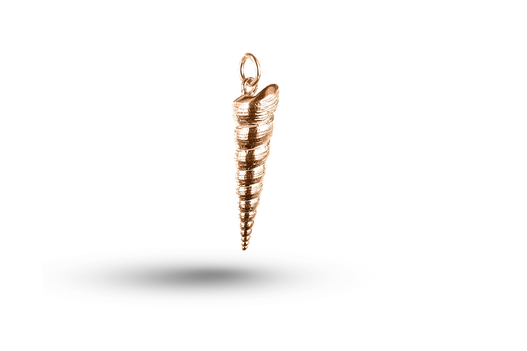 Rose gold Long Spiral Shell charm.
