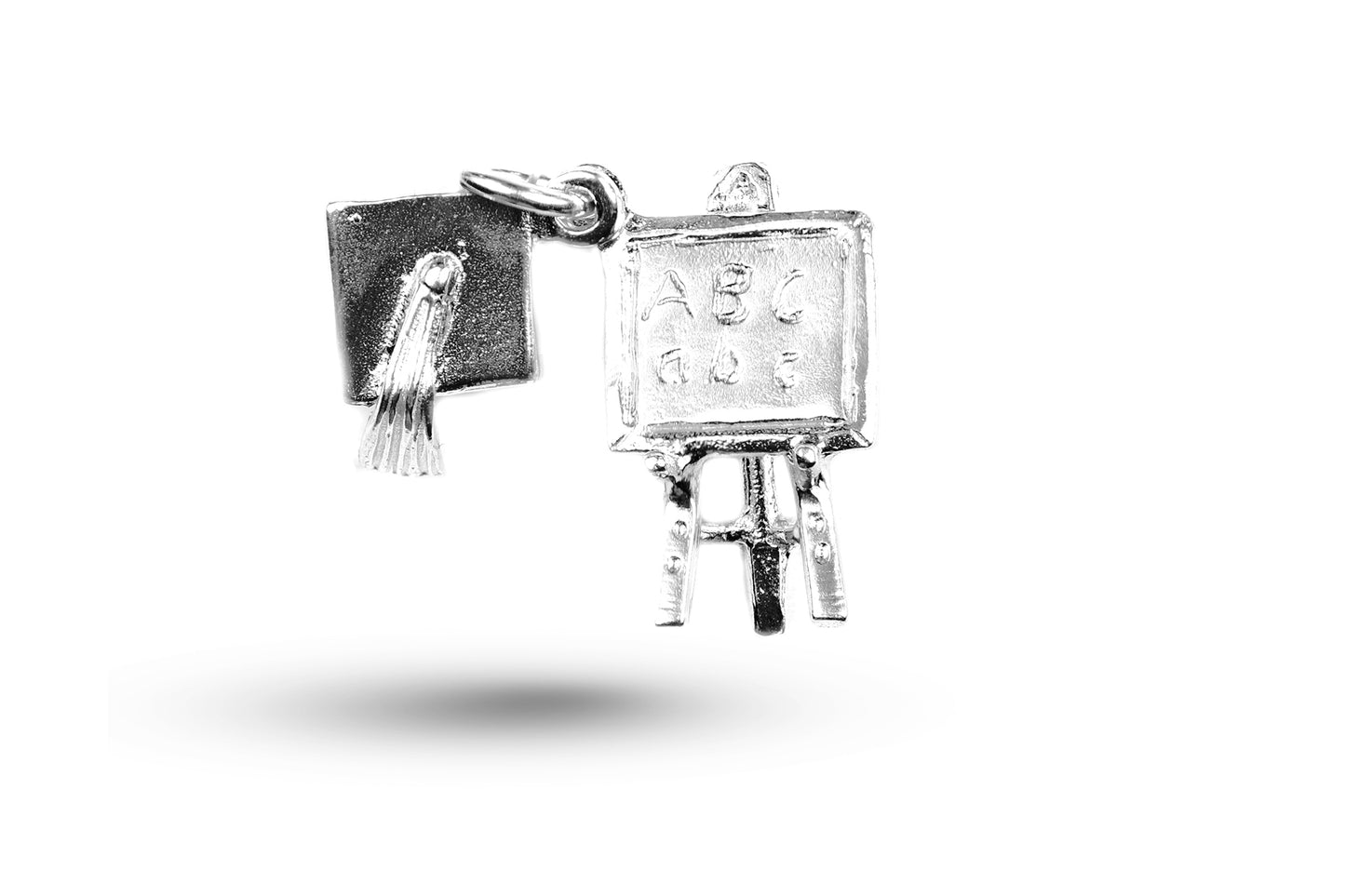 Luxury white gold Blackboard with Graduation Mortarboard charm.