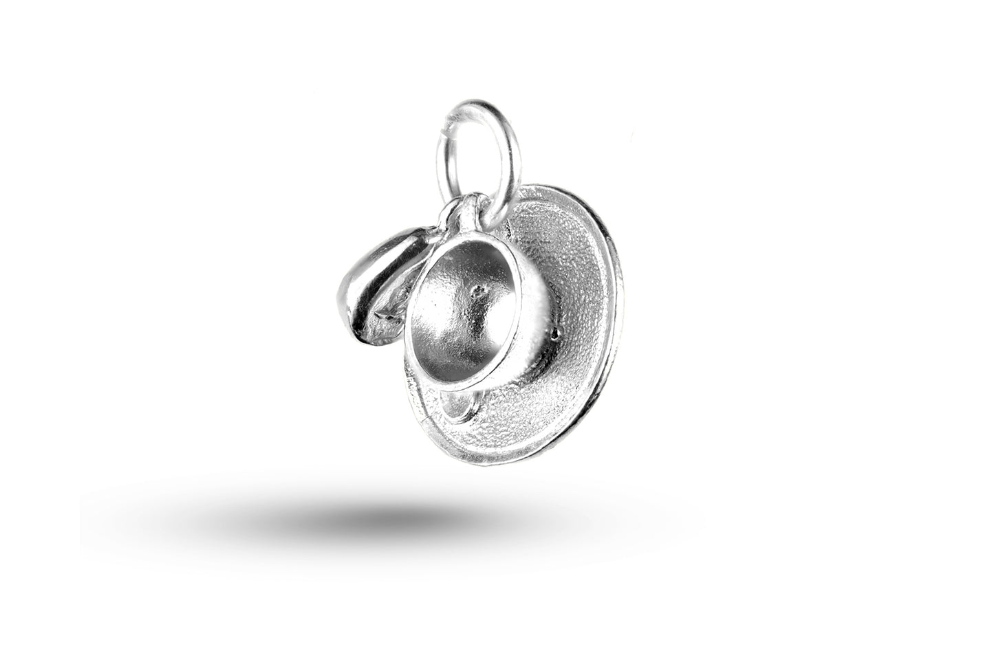 White gold Coffee Cup and Bean charm.