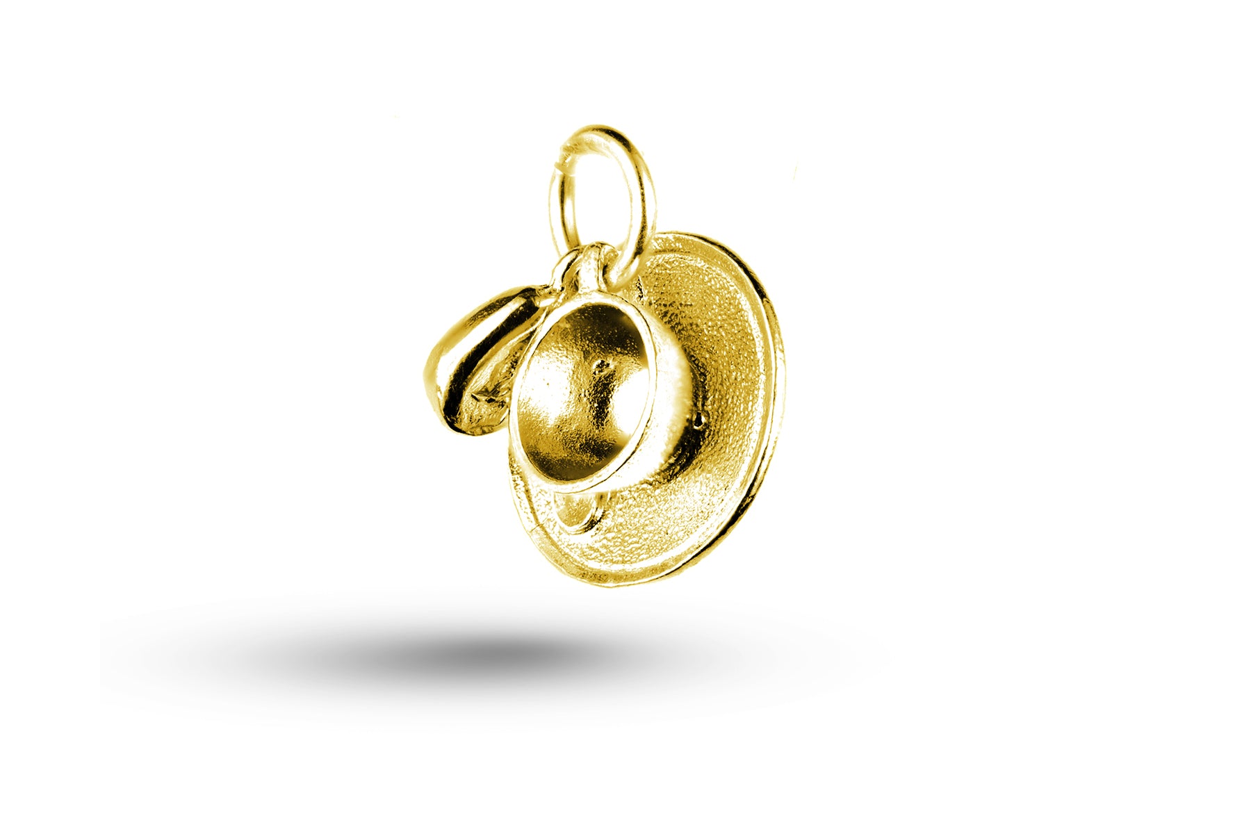 Yellow gold Coffee Cup and Bean charm.