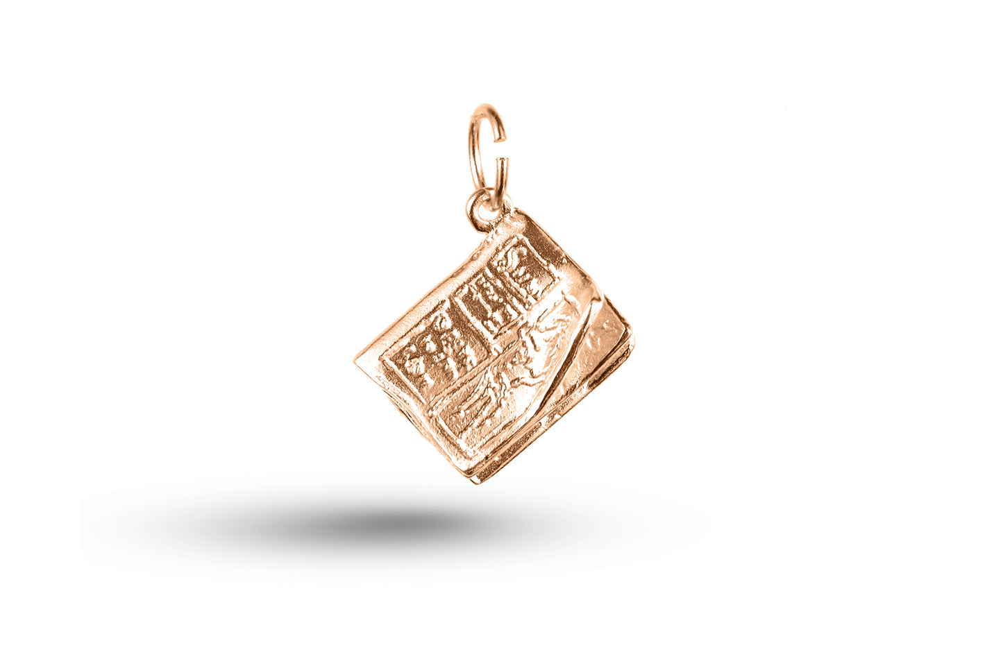 Rose gold Newspaper charm.