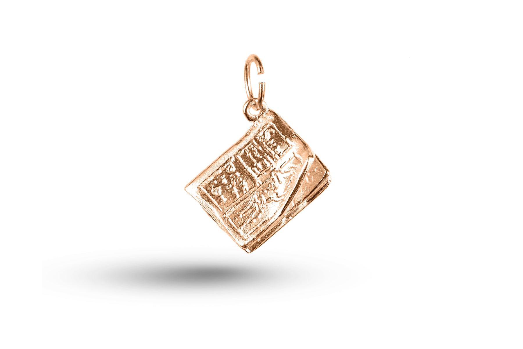 Rose gold Newspaper charm.