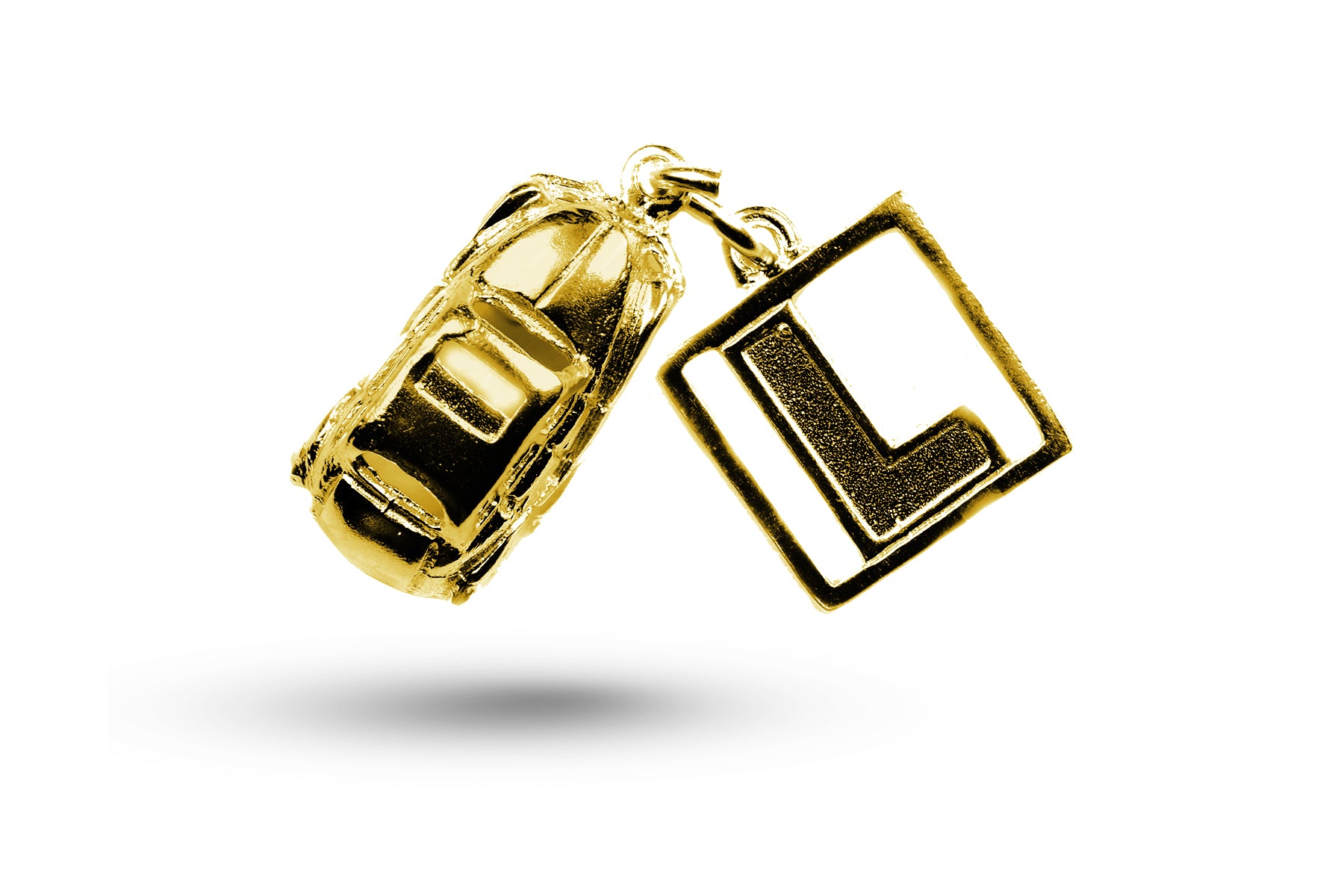 Luxury yellow gold Car and L Plate charm.