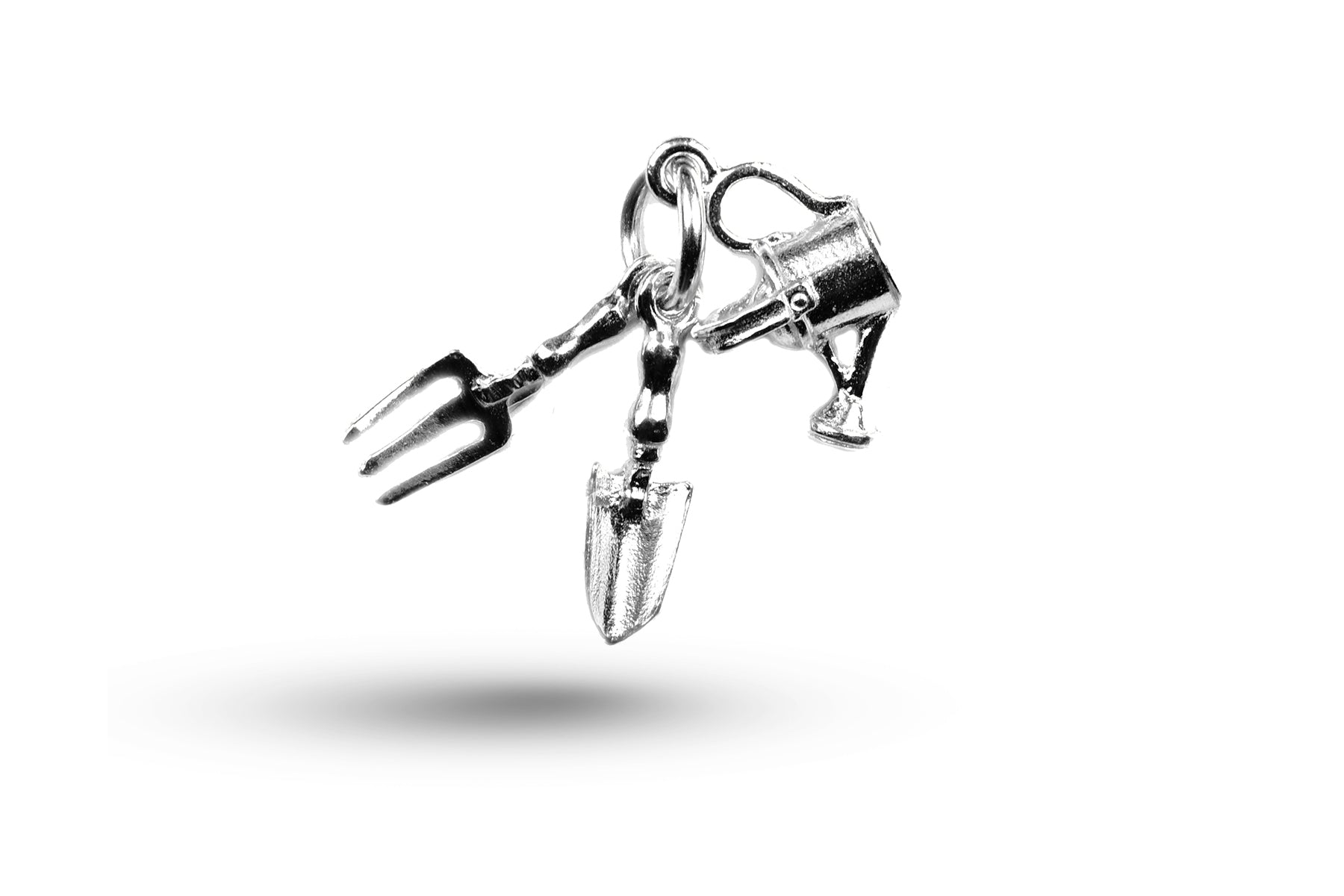 White gold Watering Can and Flower charm.