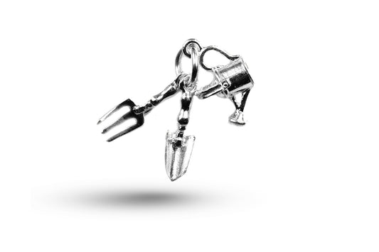 White gold Watering Can and Flower charm.