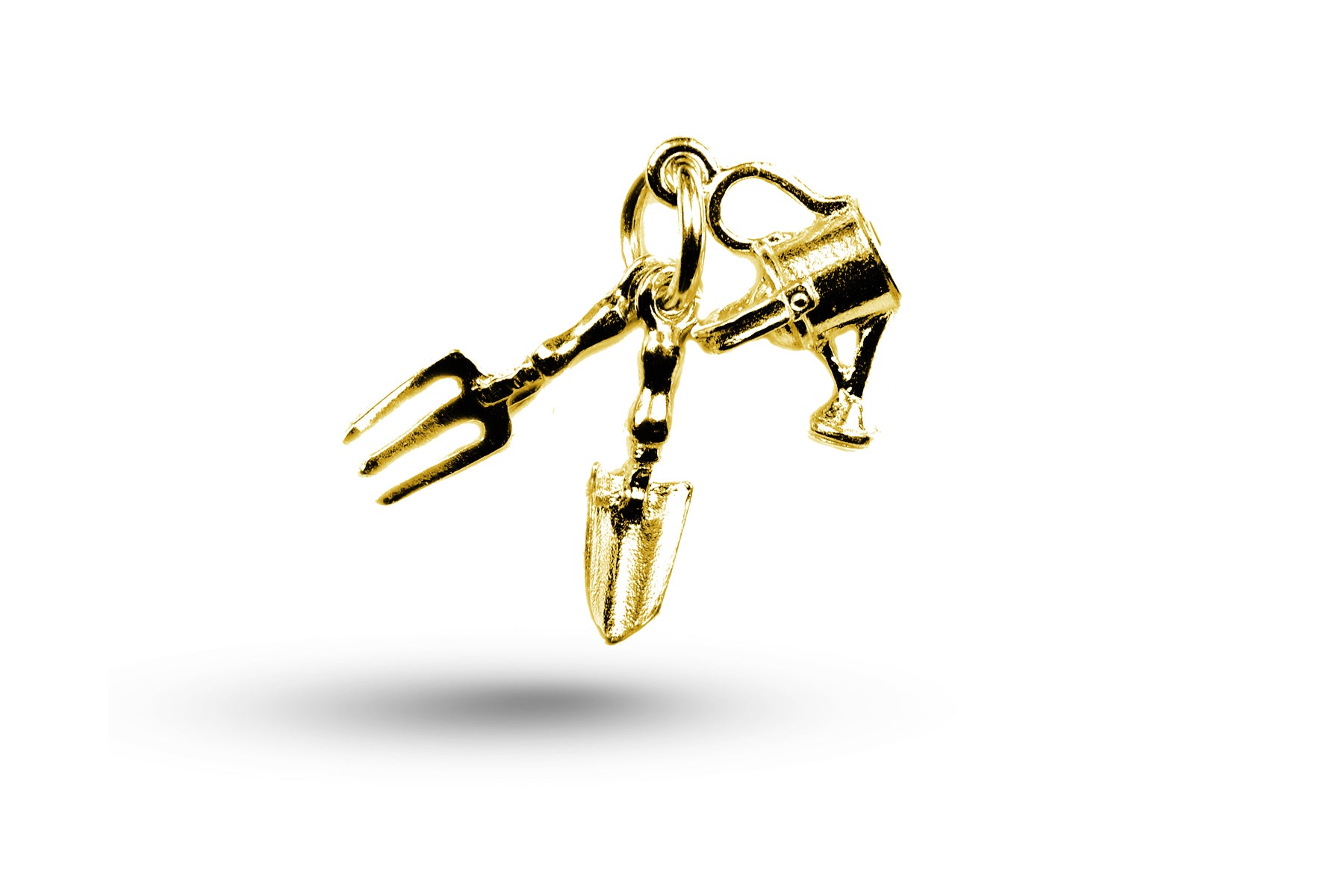 Yellow gold Watering Can and Flower charm.