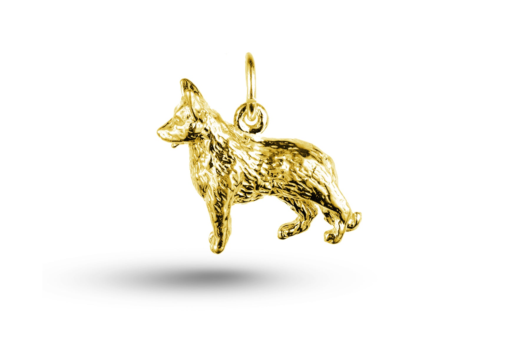 Luxury yellow gold Alsation dog charm.