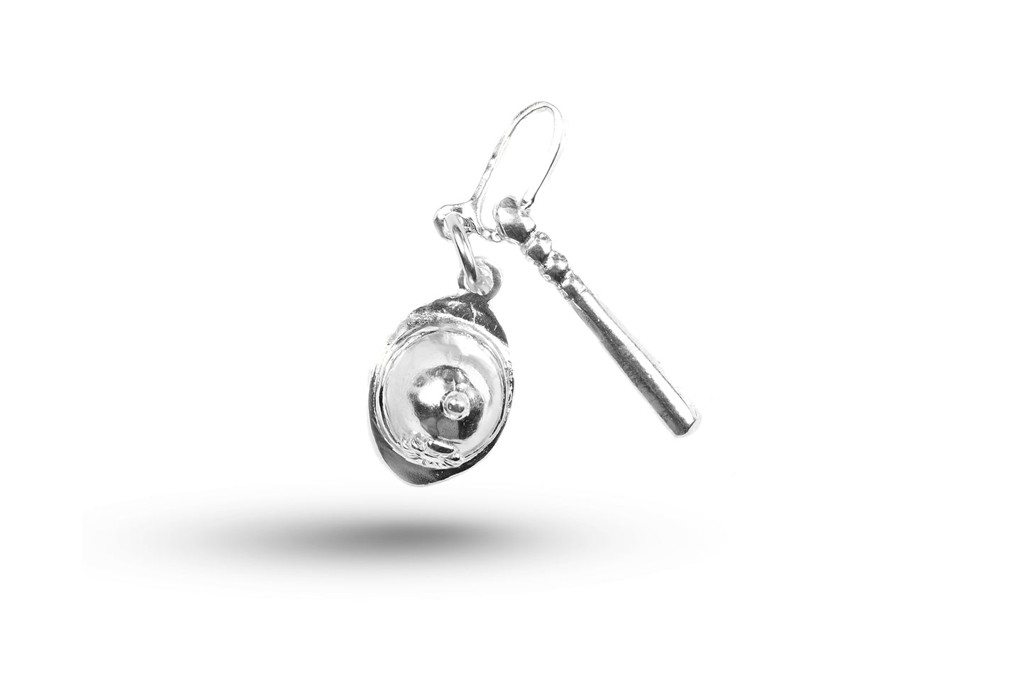White gold Police Hat and Truncheon charm.