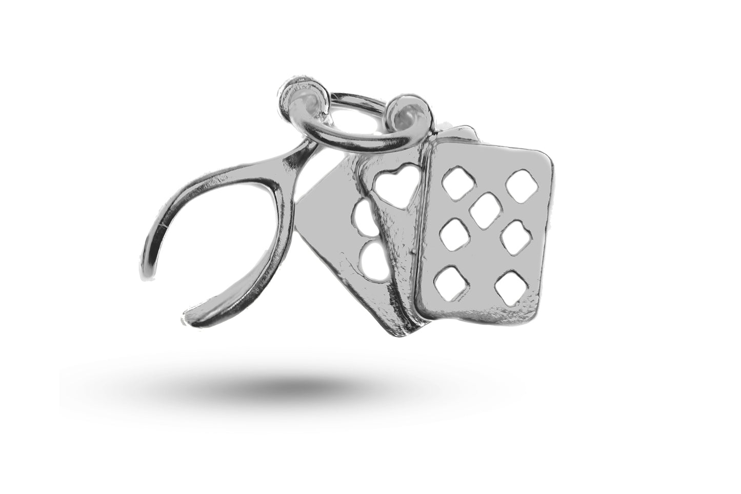 Luxury white gold Cards and Wishbone charm.