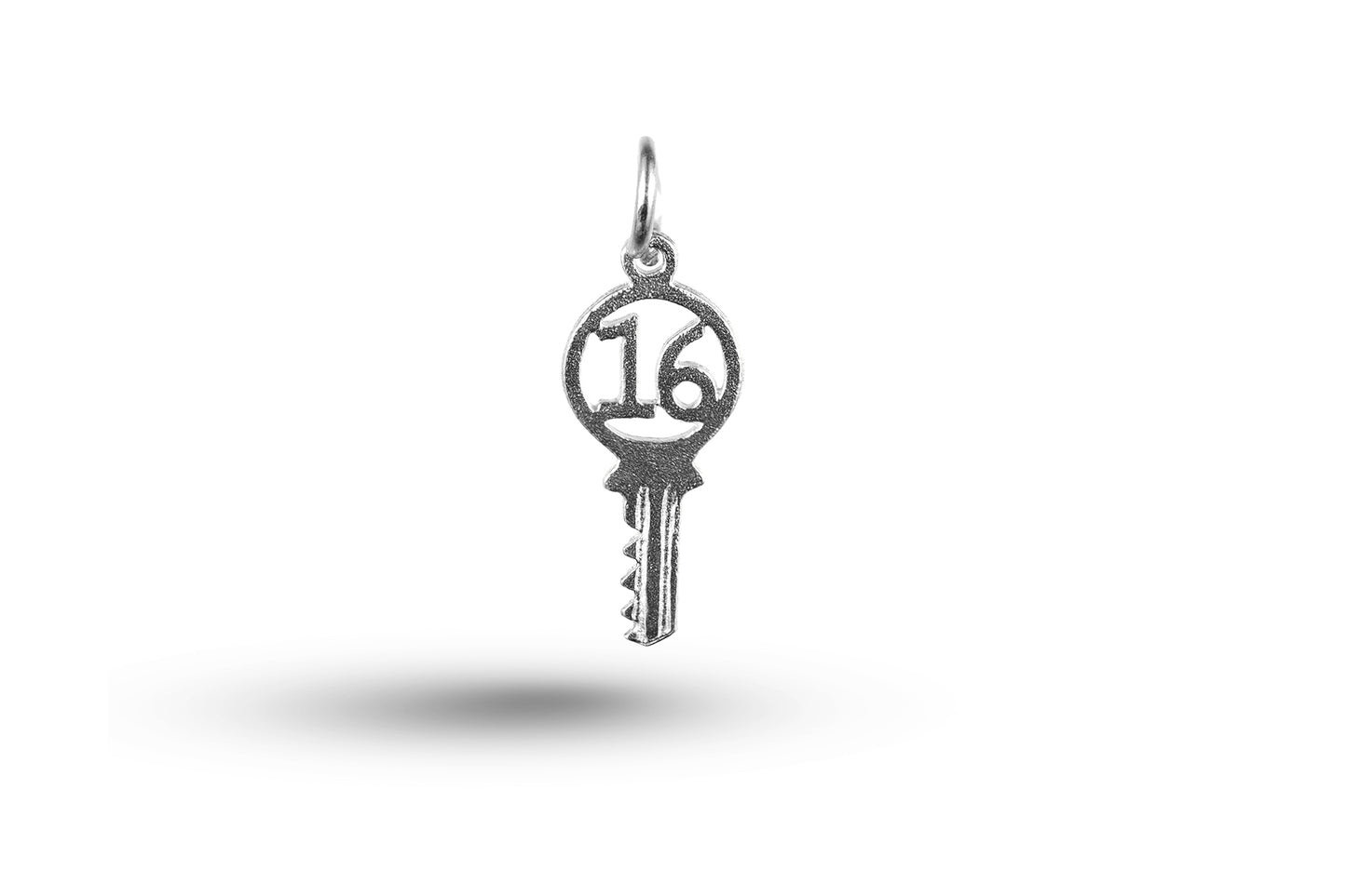 Luxury white gold Birthday 16 Key charm.