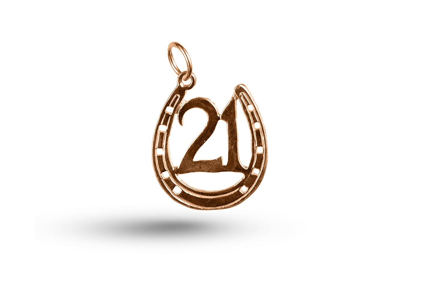 Rose gold Birthday 21 in Horseshoe charm.