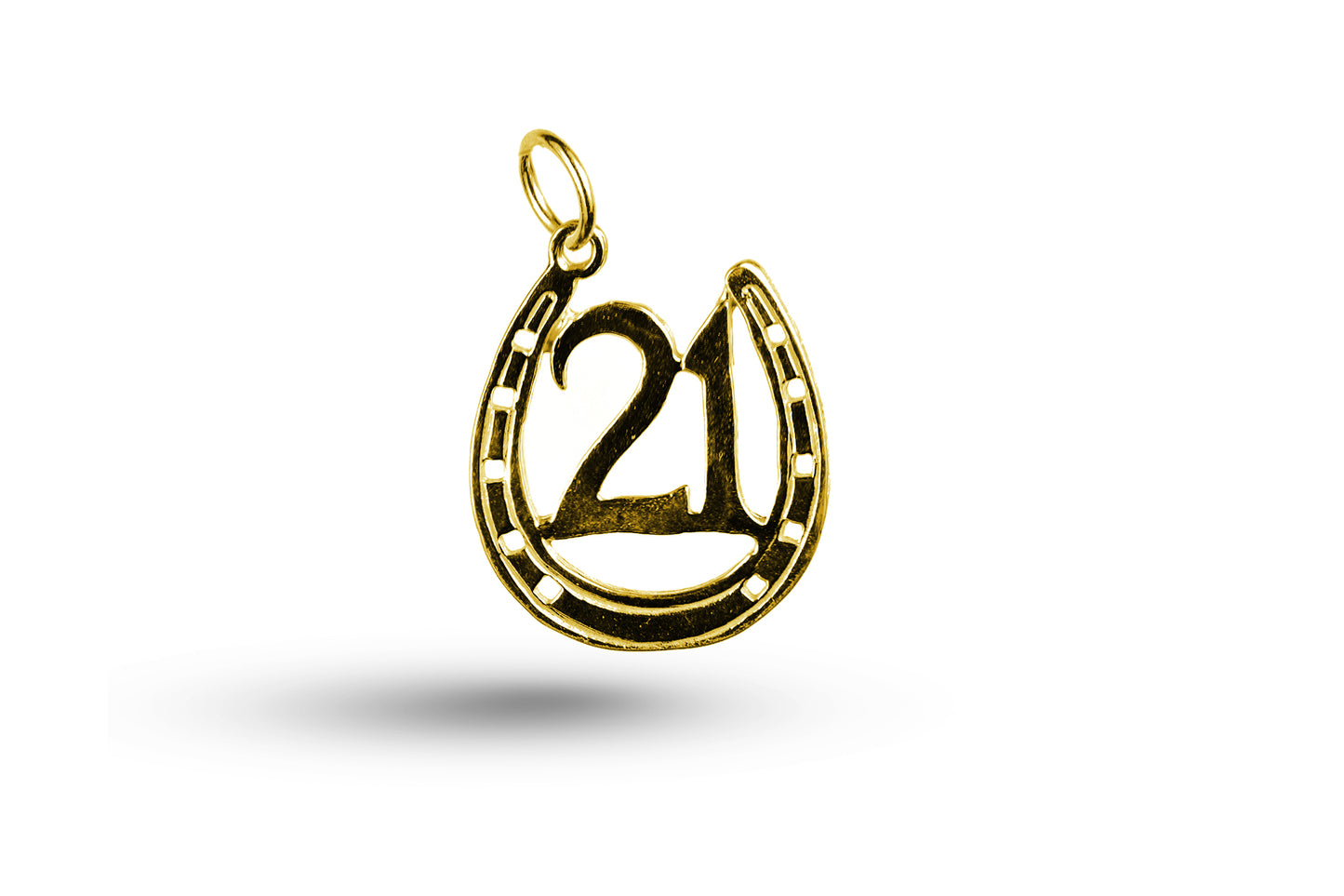 Yellow gold Birthday 21 in Horseshoe charm.