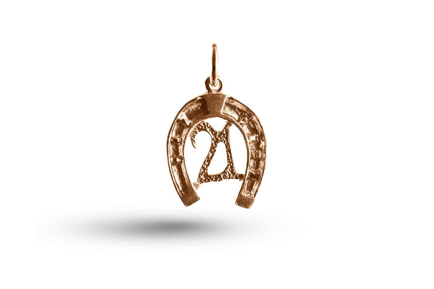 Rose gold Birthday 21 in Horseshoe charm.