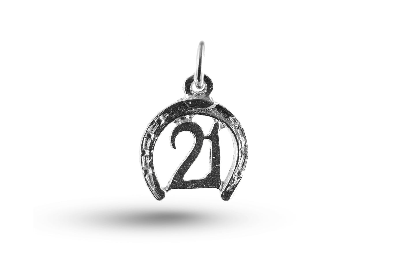 Luxury white gold Birthday 21 in Horseshoe charm.