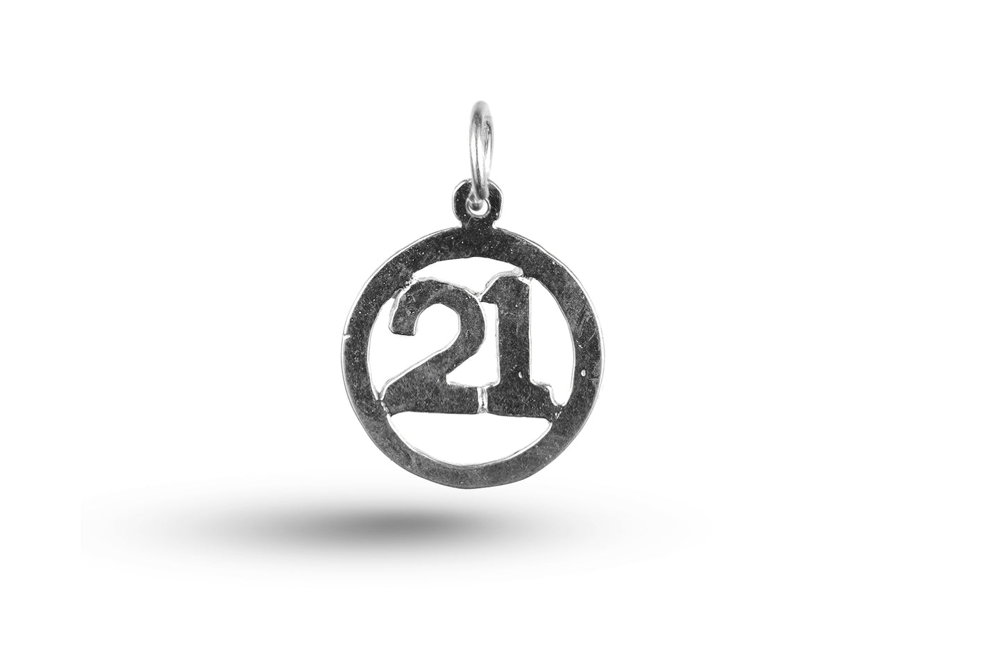 Luxury white gold Bold Birthday 21 in Circle charm.