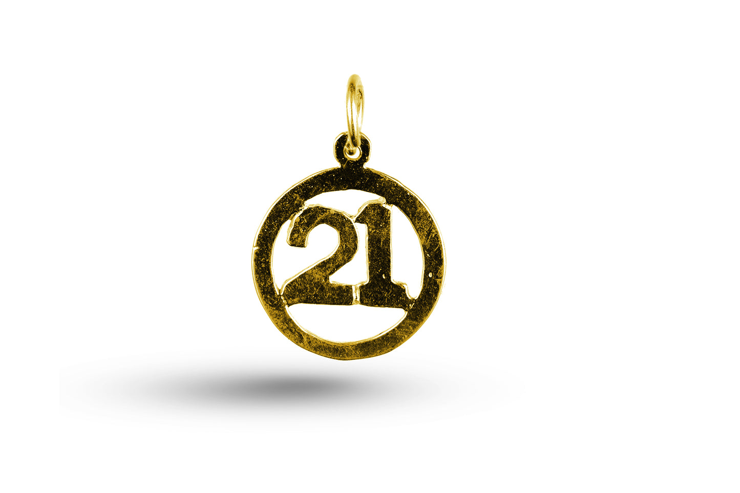 Luxury yellow gold Bold Birthday 21 in Circle charm.
