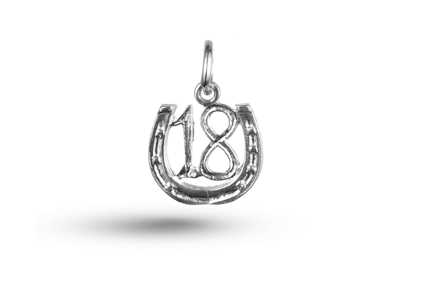 Luxury white gold Birthday 18 in Horseshoe charm.
