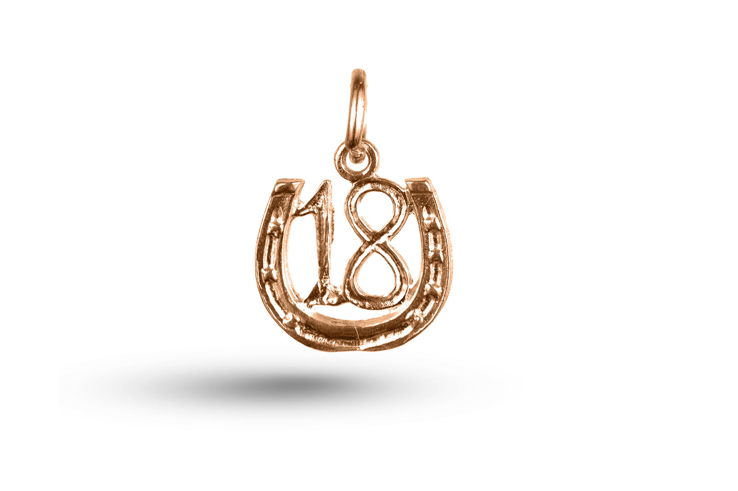 Luxury rose gold Birthday 18 in Horseshoe charm.