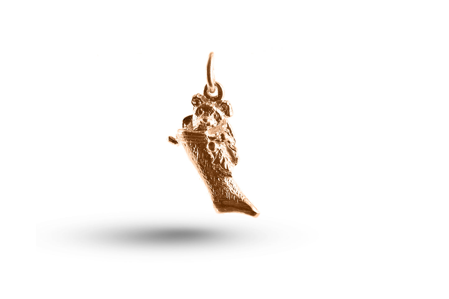 Rose gold Christmas Stocking charm.