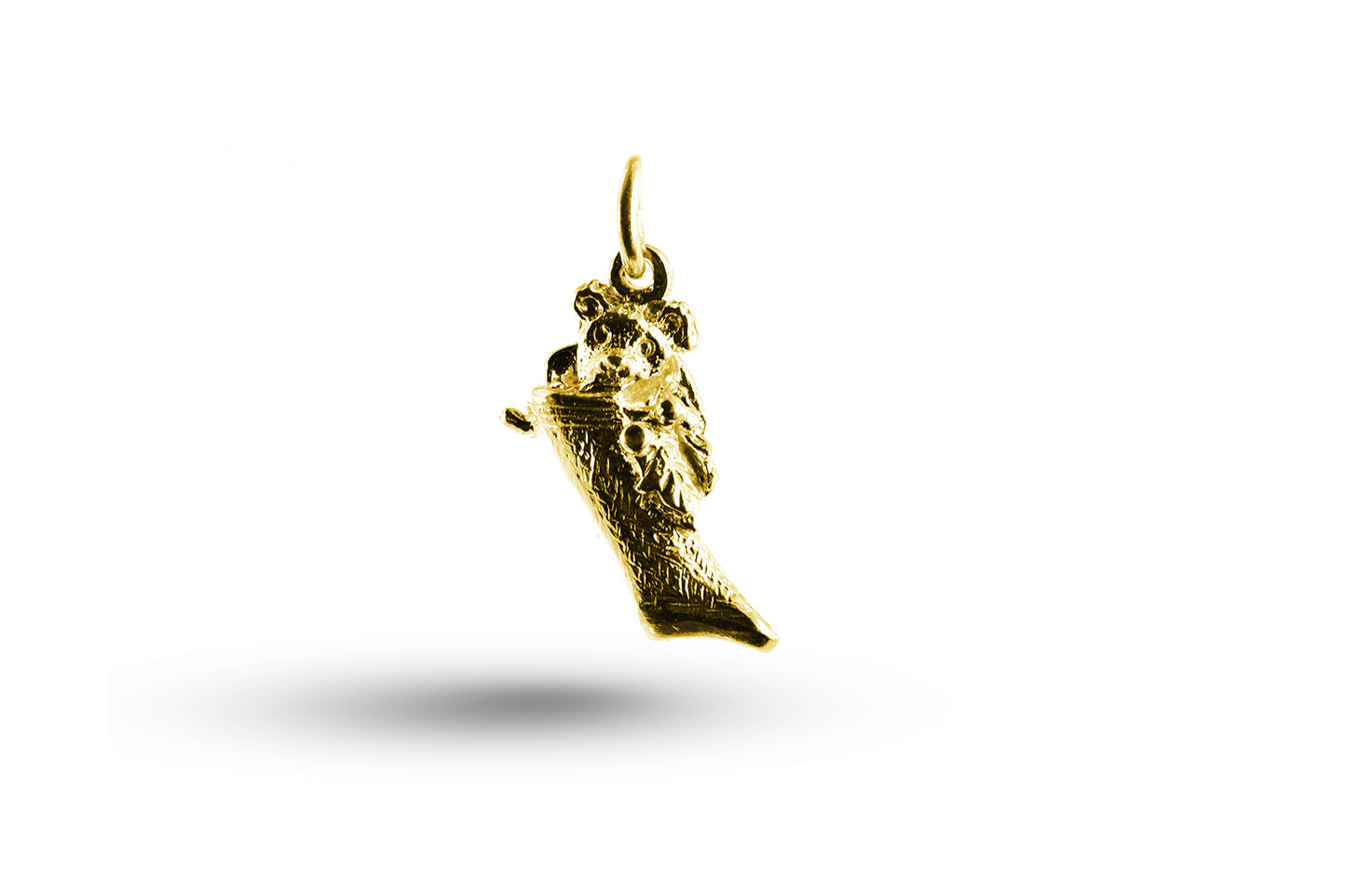 Yellow gold Christmas Stocking charm.