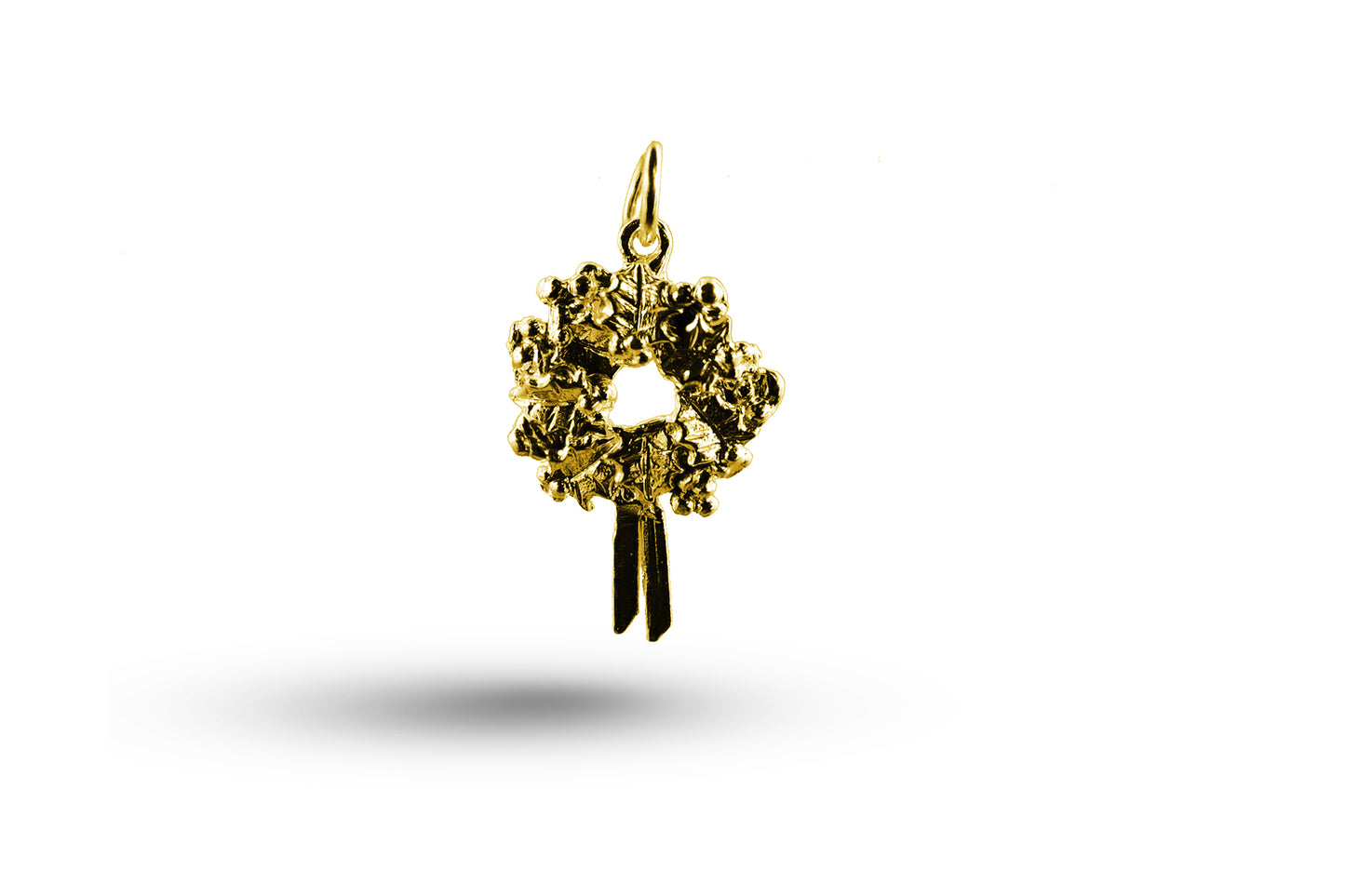 Yellow gold Christmas Wreath charm.