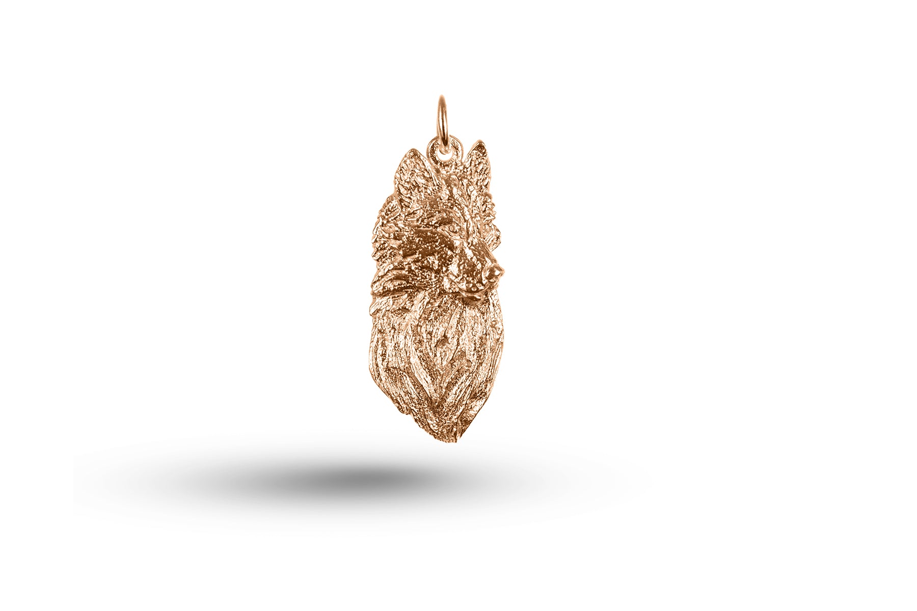 Rose gold Wolf Head charm.