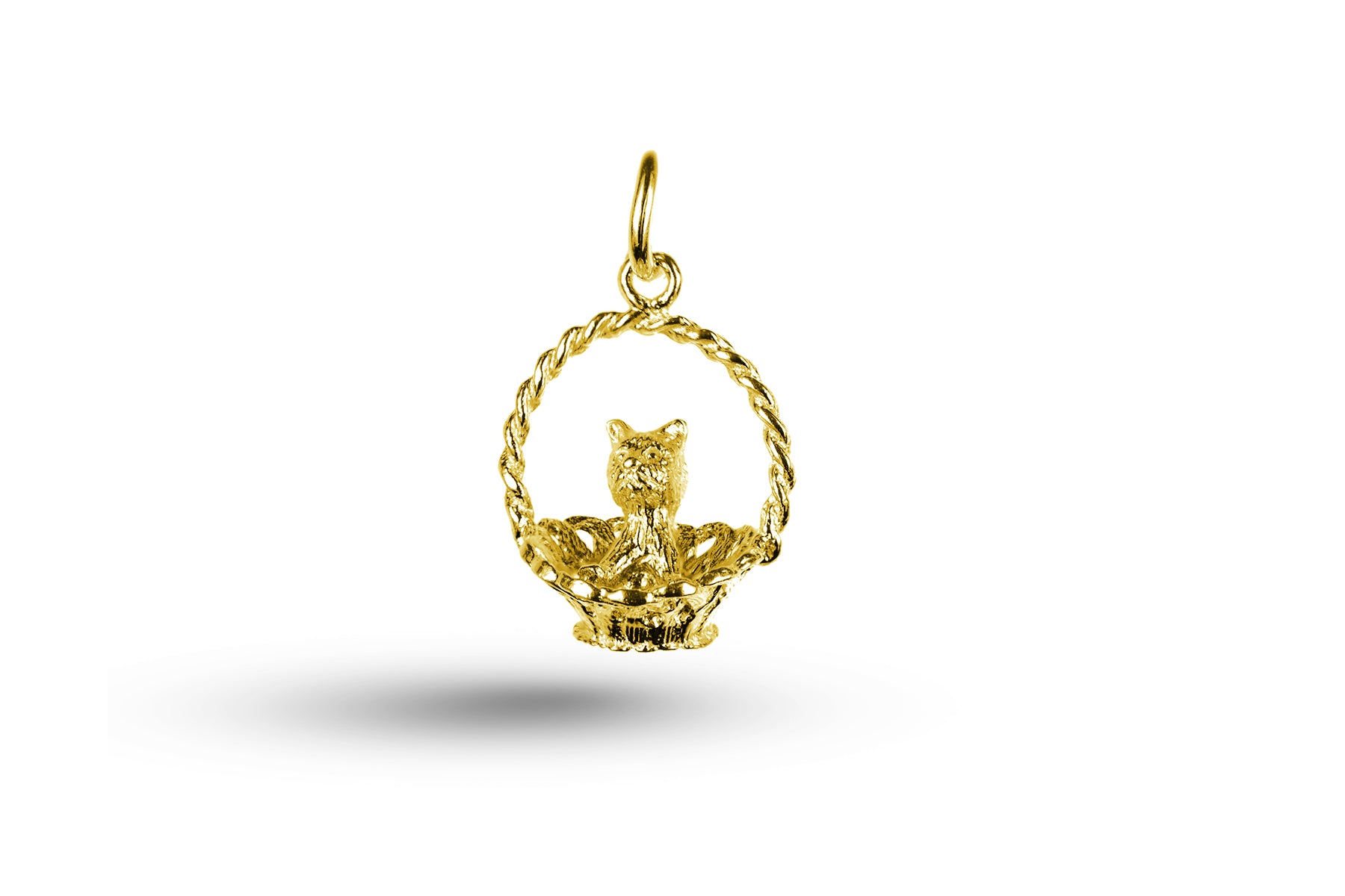 Yellow gold Kitten in Basket charm.