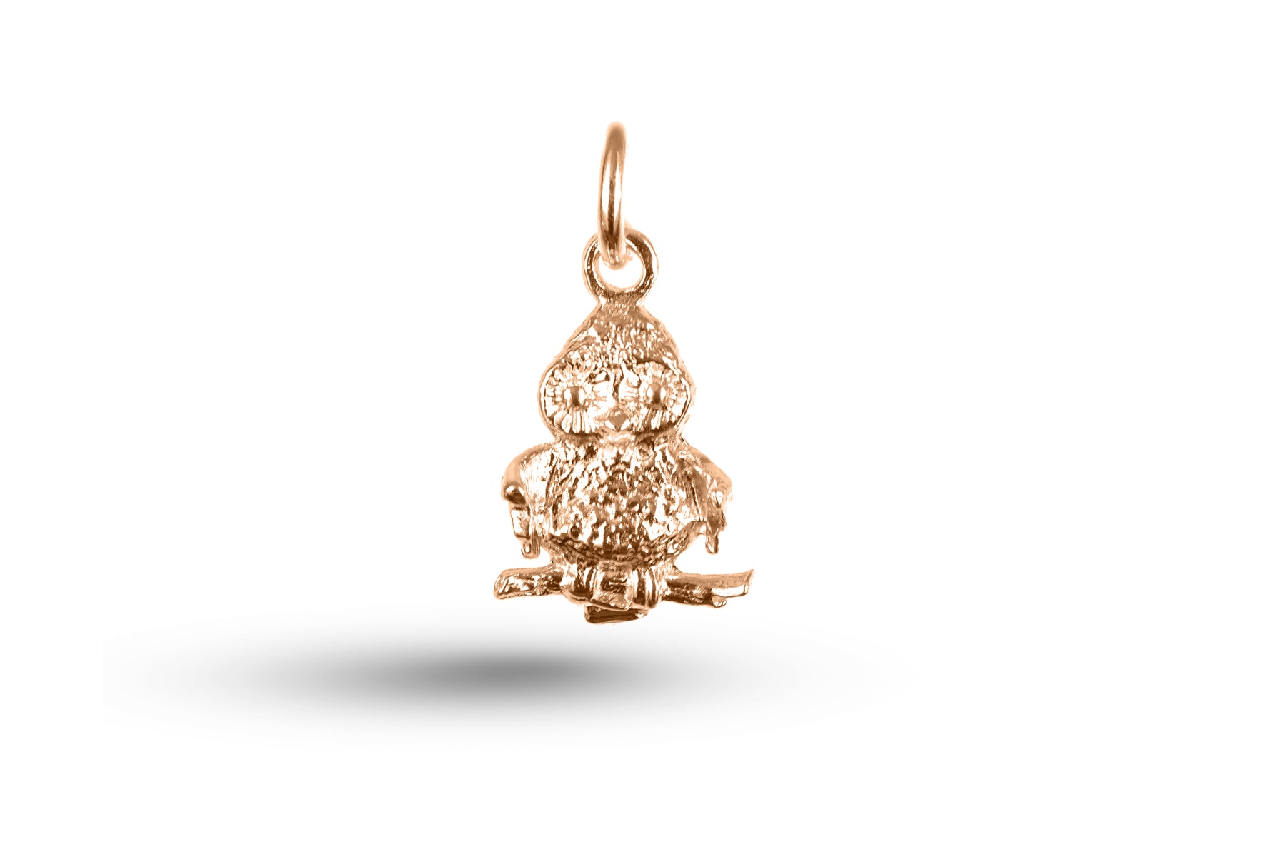 Rose gold Owl on Log charm.