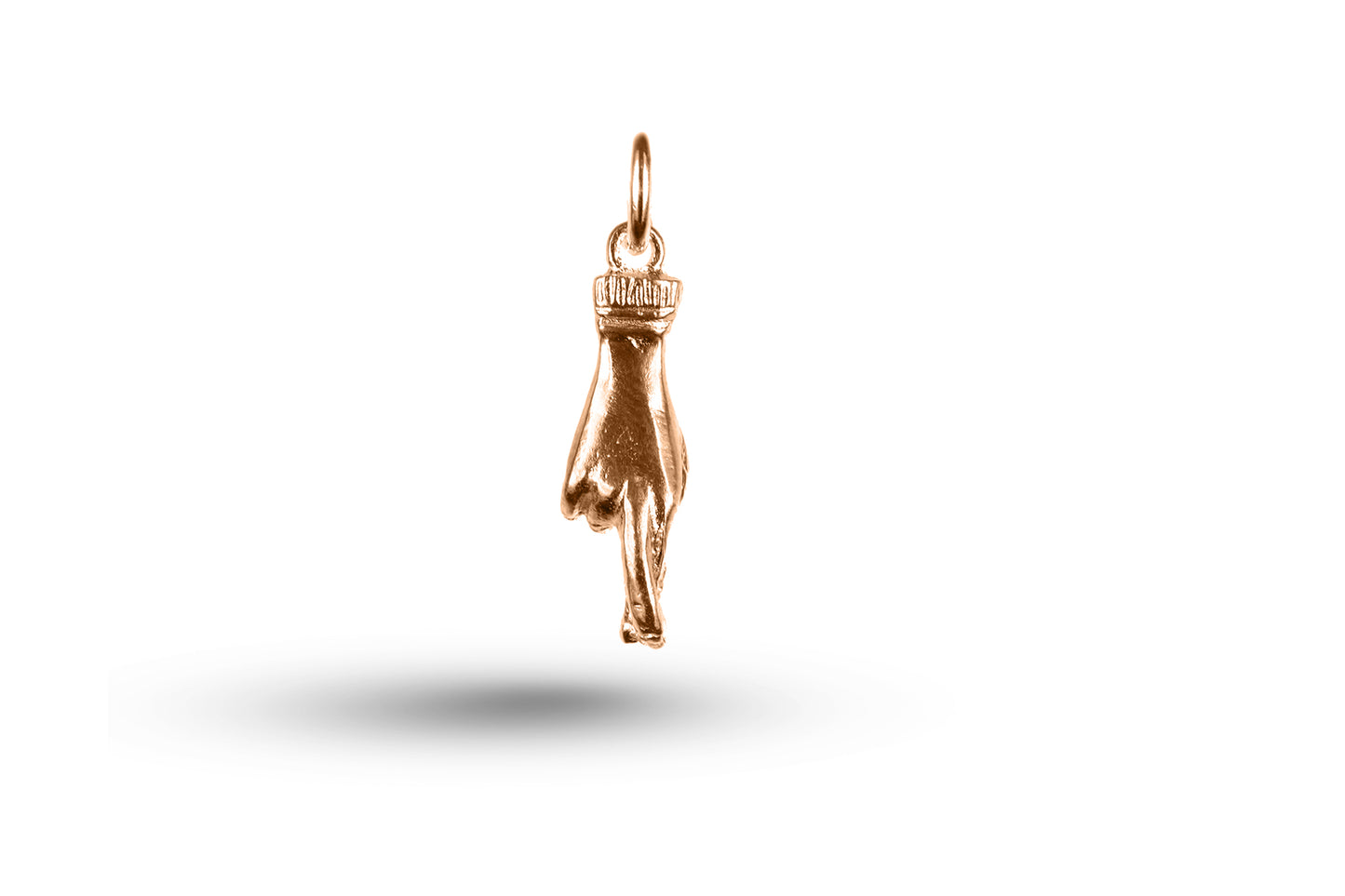 Rose gold Fingers Crossed charm.