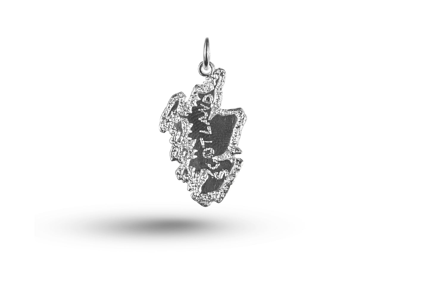 White gold Scotland Map charm.