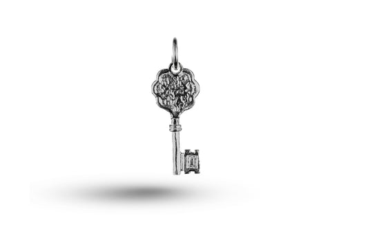 White gold Flower Key charm.