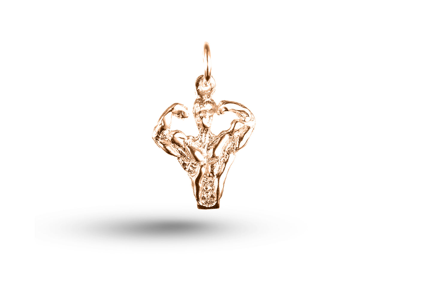 Rose gold Muscle Man charm.