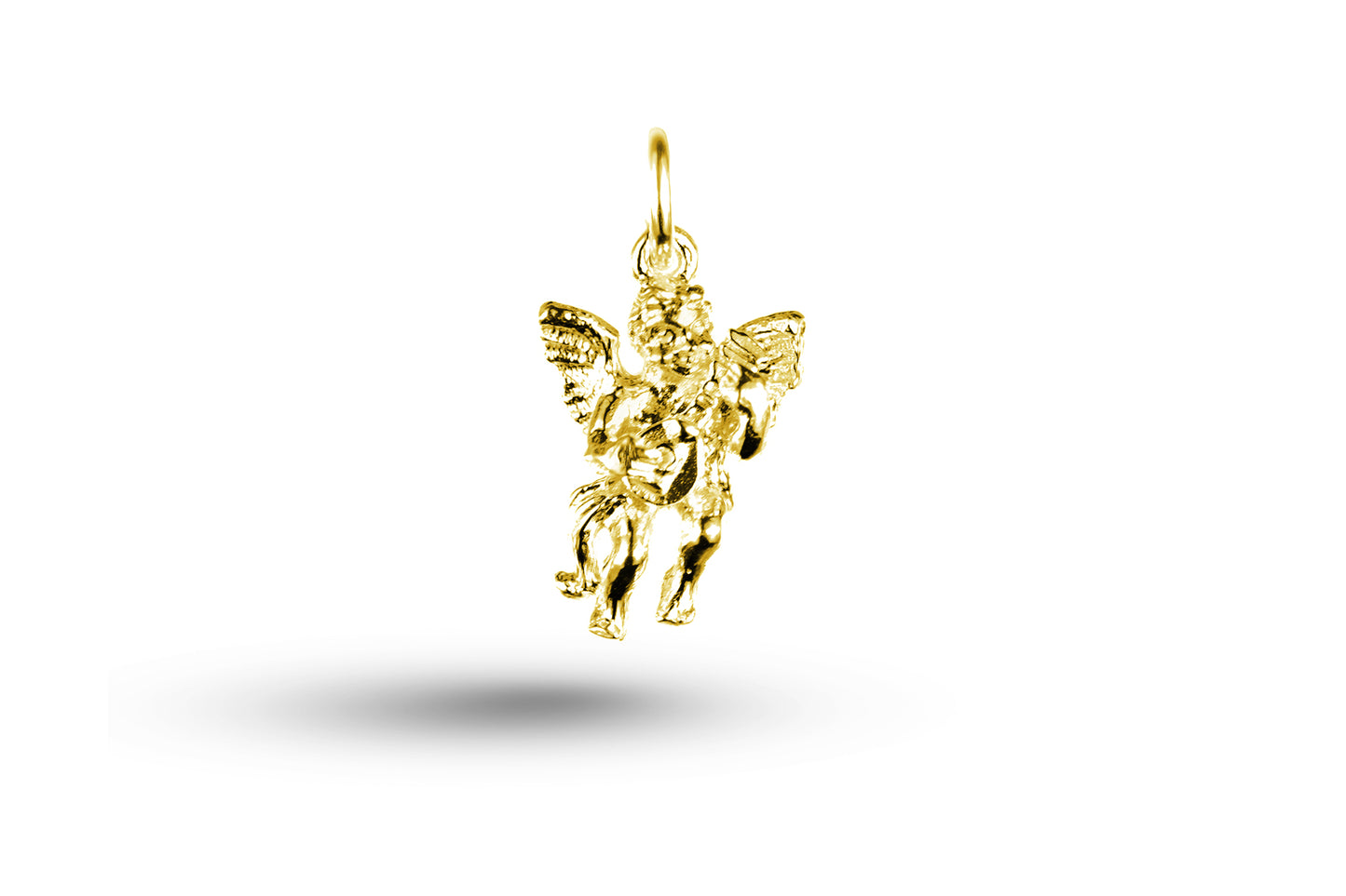Yellow gold Cupid with Mandolin charm.