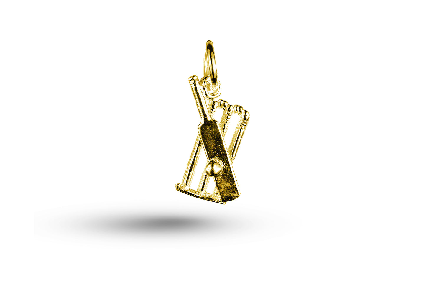 Yellow gold Cricket Bat, Ball and Wicket charm.