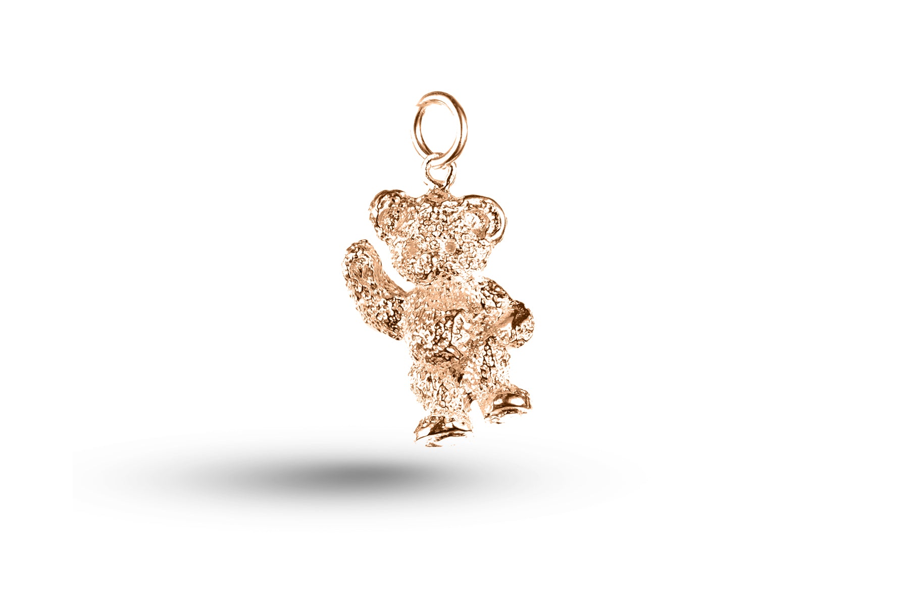 Rose gold Teddy Waving charm.