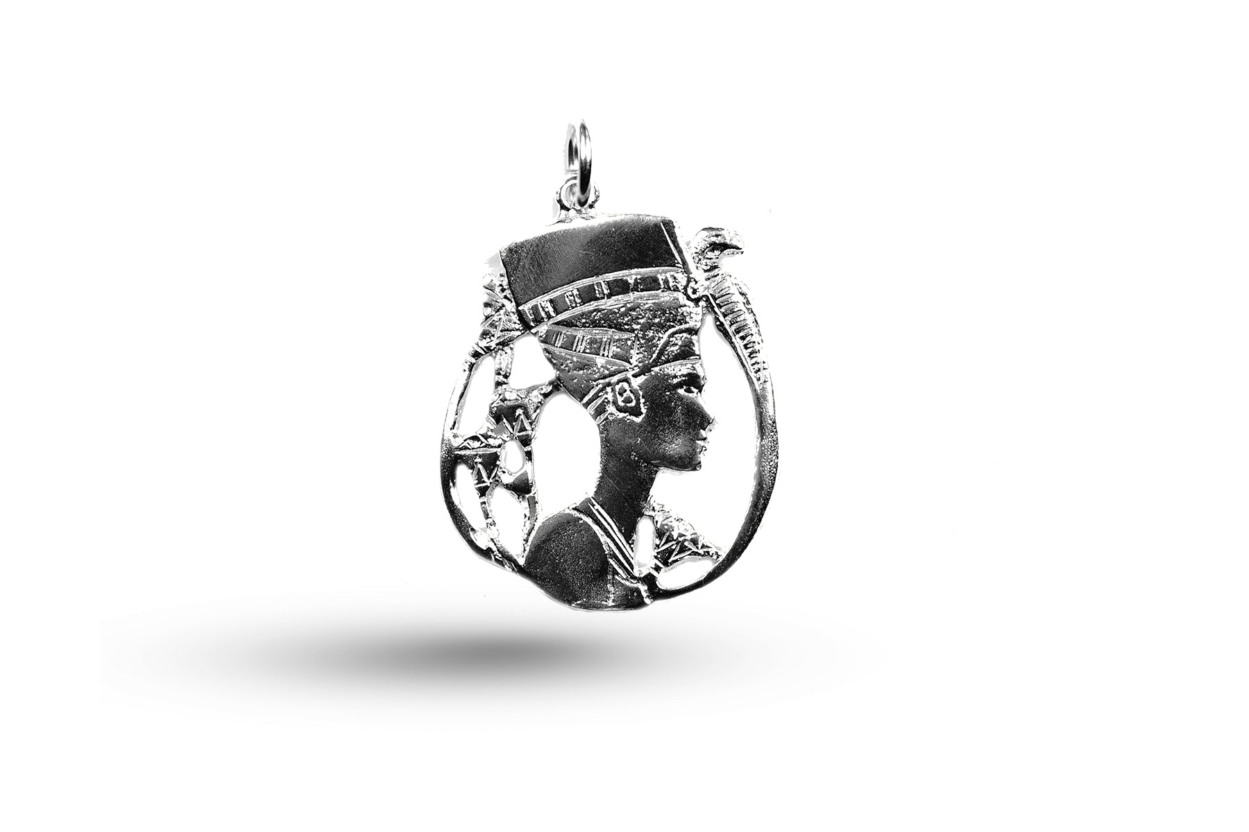 White gold Queen Nefertiti charm.