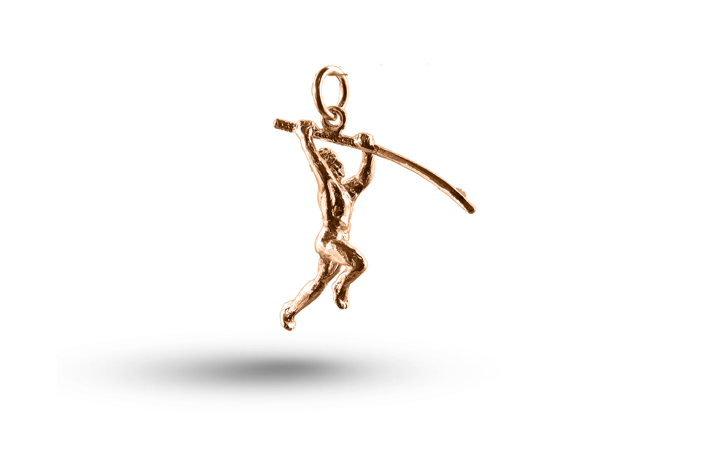 Rose gold Pole Vault charm.