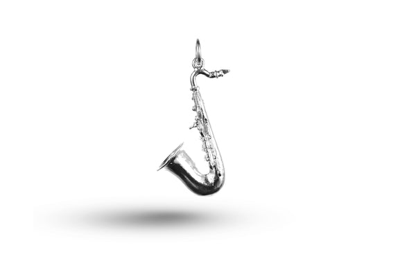 White gold Heavy Saxophone charm.